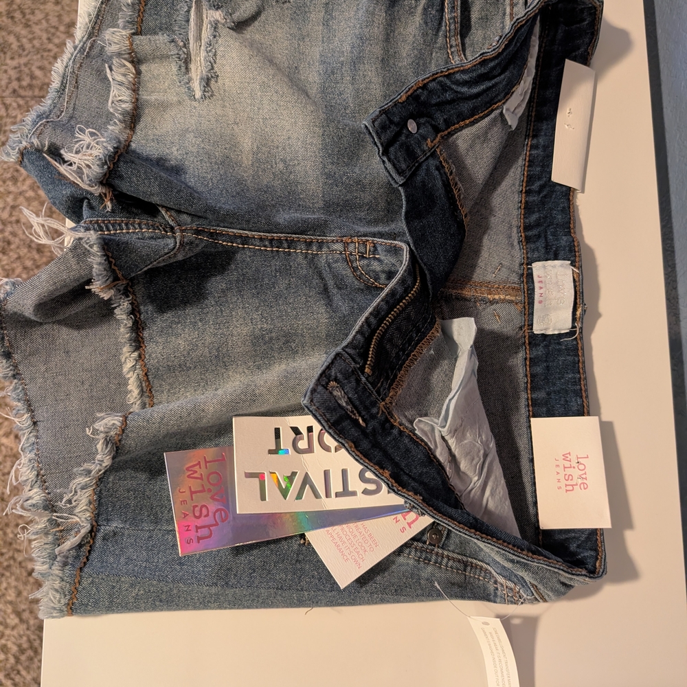 Women's Blue Denim Festival Shorts - Picture 3 of 5